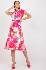 Italy Moda summer dress with short sleeves, round neckline, flared bottom  Adomoo