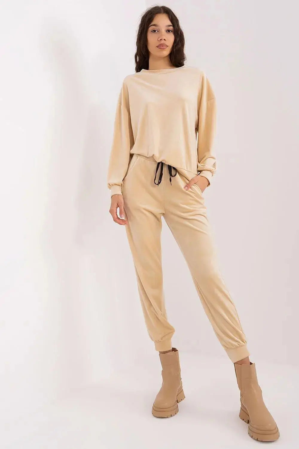 Italy Moda velour knit elegant and feminine sweatshirt  Adomoo