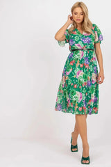 Italy Moda womens elegant polyester decorated lower part pleats daydress  Adomoo