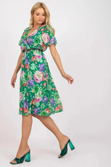 Italy Moda womens elegant polyester decorated lower part pleats daydress  Adomoo