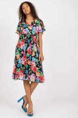 Italy Moda womens elegant polyester decorated lower part pleats daydress  Adomoo