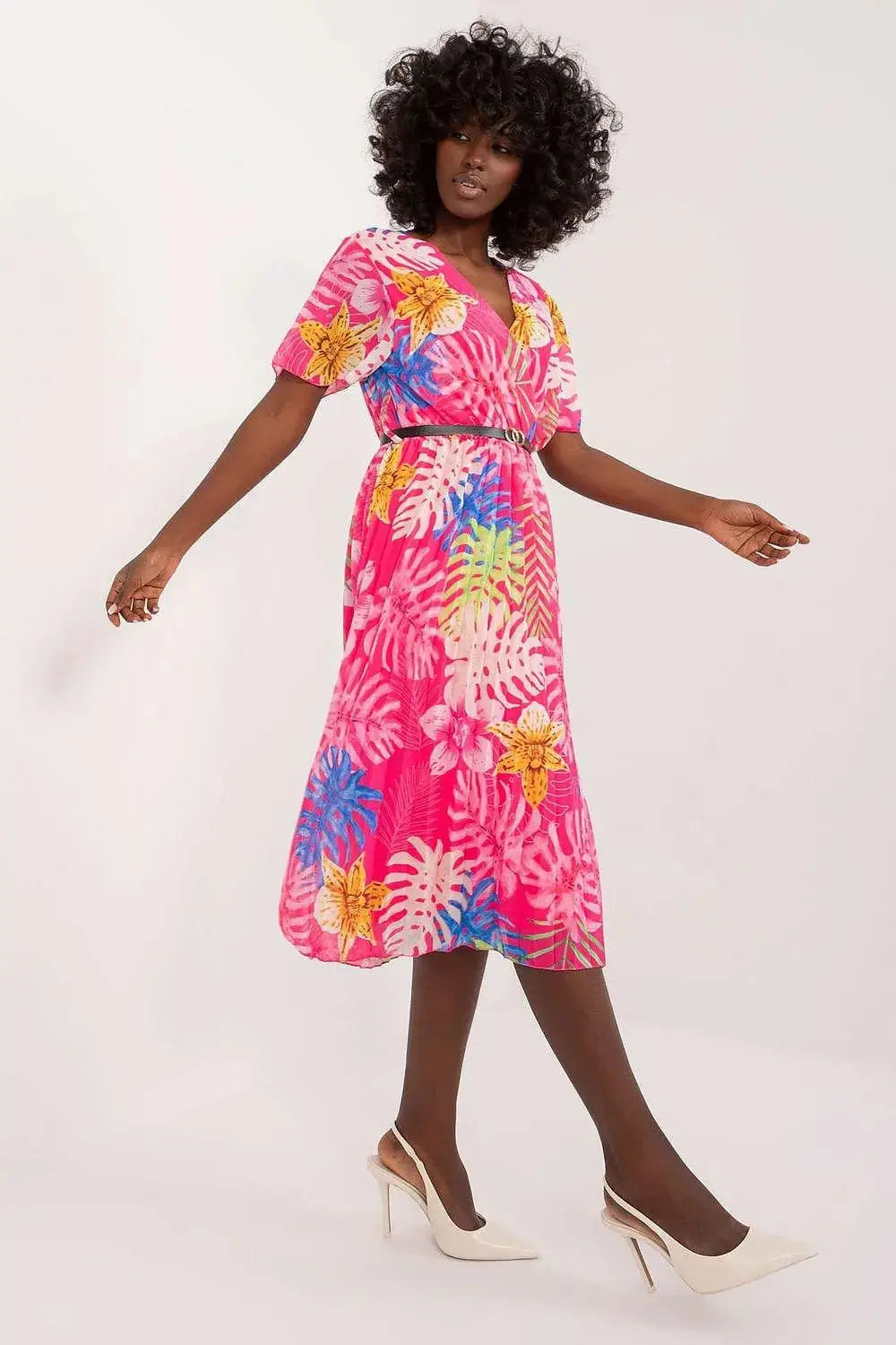 Italy Moda womens elegant polyester decorated lower part pleats daydress  Adomoo