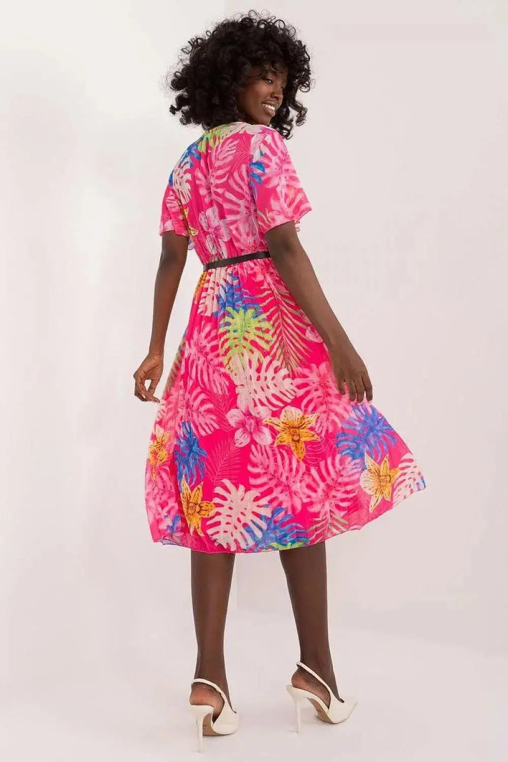 Italy Moda womens elegant polyester decorated lower part pleats daydress  Adomoo