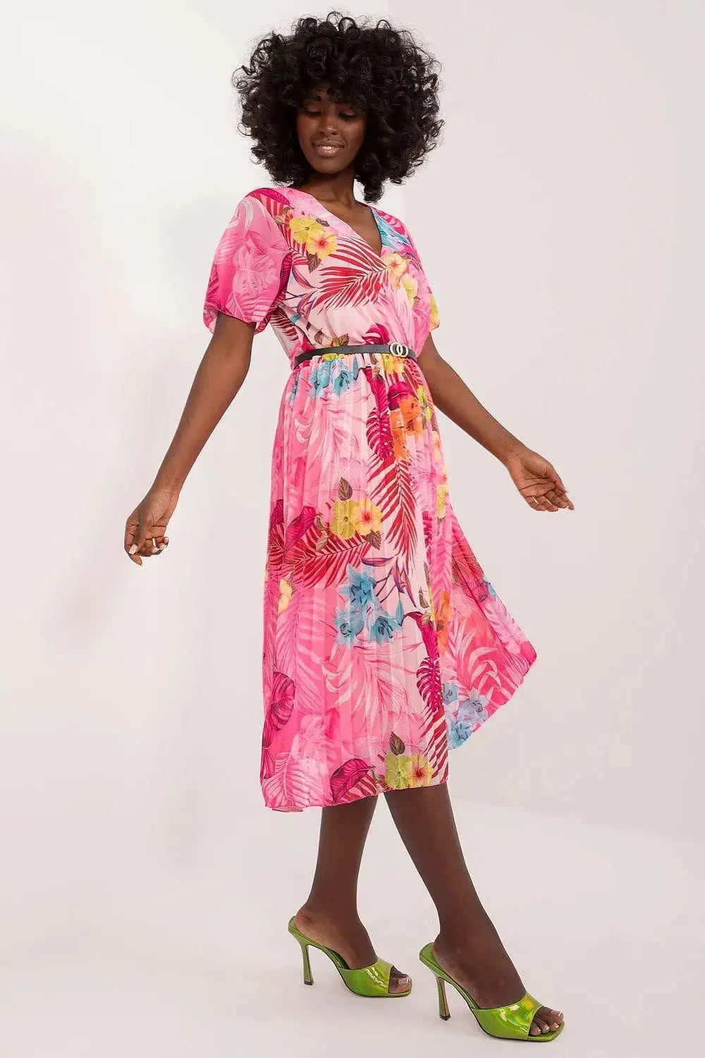 Italy Moda womens elegant polyester decorated lower part pleats daydress  Adomoo