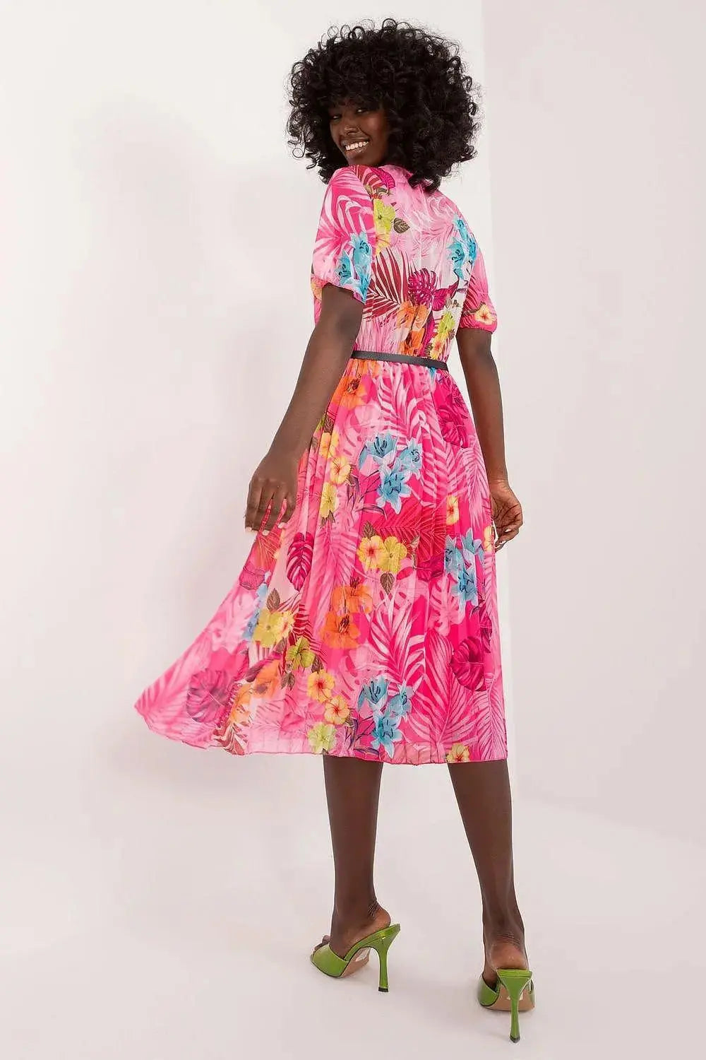 Italy Moda womens elegant polyester decorated lower part pleats daydress  Adomoo