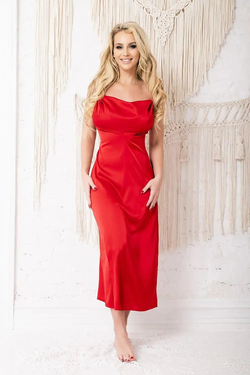 Kalimo high-quality satin, resembling silk nightgown  Adomoo
