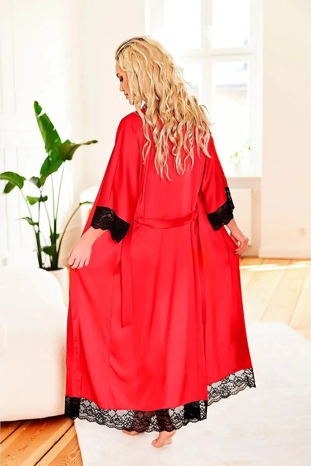 Kalimo long, satin dressing bathrobe  Adomoo