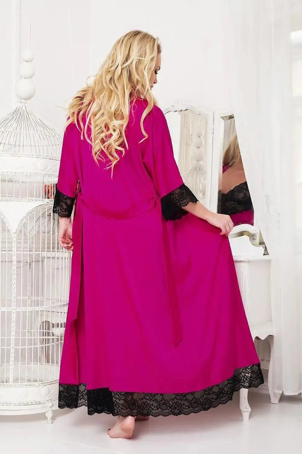 Kalimo long, satin dressing bathrobe  Adomoo