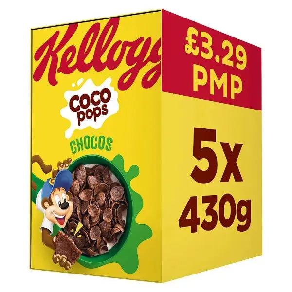 Kellogg's Coco Pops Chocos Breakfast Cereal 5 x 430g (Case of 5)  Adomoo