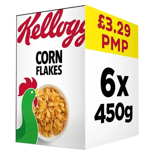 Kellogg's Corn Flakes Breakfast Cereal 6 x 450g (Case of 6)  Adomoo