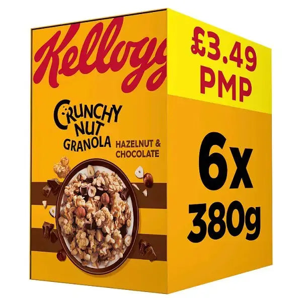 Kellogg's Hazelnut & Chocolate Crunchy Nut Granola 6x380g (Case of 6)  Adomoo