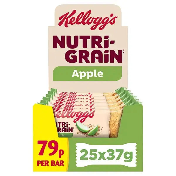 Kellogg's Nutri-grain Apple Snack Bar 25 x 37g (Case of 25)  Adomoo