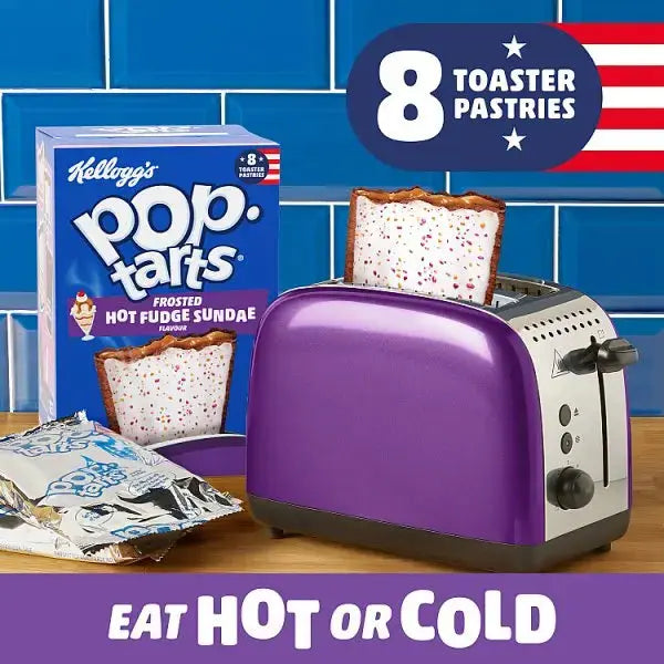 Kellogg's Pop-Tarts Frosted Hot Fudge Sundae Flavour Pastry Snack Slices 8x48g (Case of 6)  Adomoo