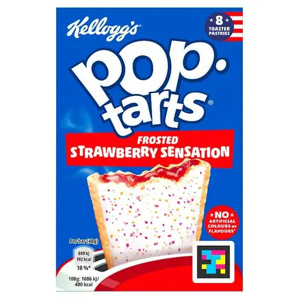 Kellogg's Pop Tarts Frosted Strawberry Sensation Pastry Snacks 8x48g (Case of 6)  Adomoo