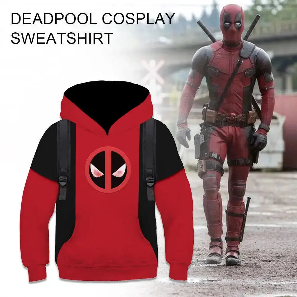 Kids Deadpool Cosplay Boys Hoodie Pullover Sweaters Christmas Sweatshirt Kidpool  Adomoo