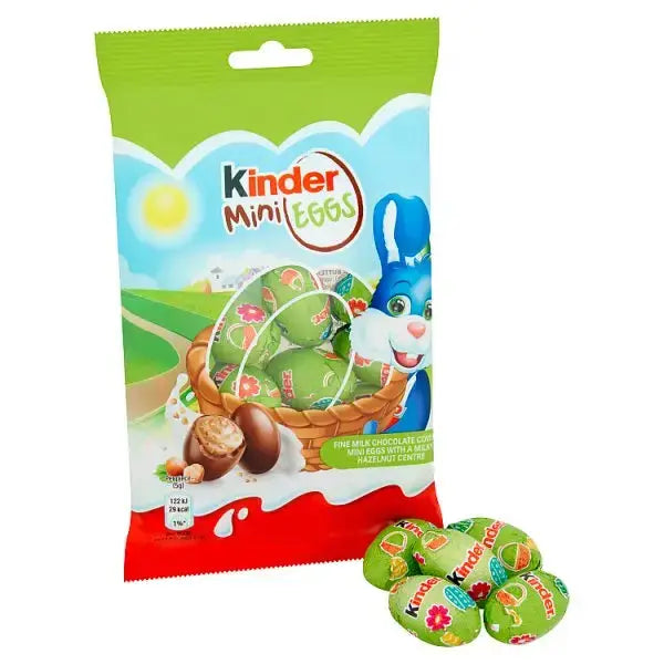 Kinder Milk Chocolate & Hazelnut Mini Easter Eggs Snack Bag 75g (Case of 22)  Adomoo