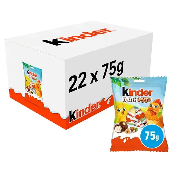 Kinder Milk Chocolate & Hazelnut Mini Easter Eggs Snack Bag 75g (Case of 22)  Adomoo