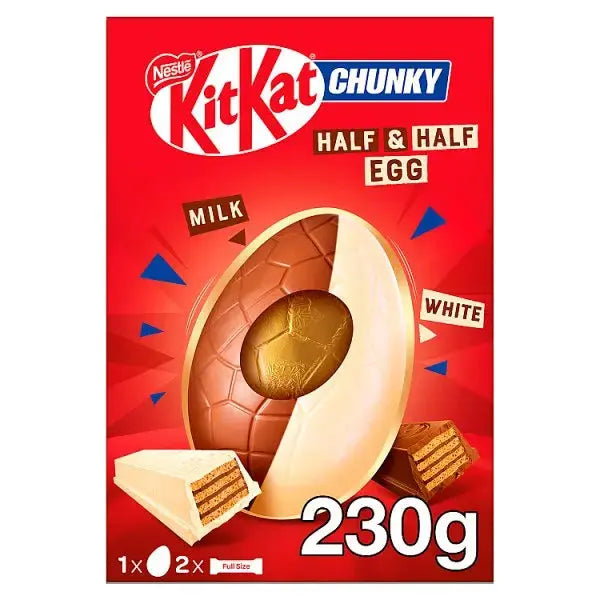 KitKat Chunky Milk & White Chocolate Giant Easter Egg 230g (Case of 4)  Adomoo
