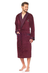 L&L collection burgundy colour men's bathrobe  Adomoo
