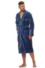 L&L collection classic men's bathrobe soft soft knit fabric  Adomoo