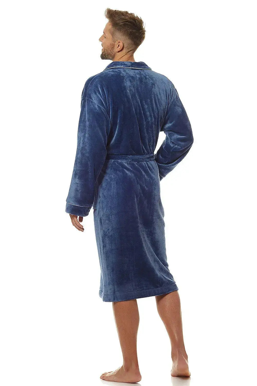 L&L collection classic men's bathrobe soft soft knit fabric  Adomoo