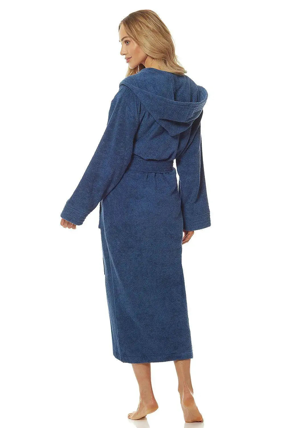 L&L collection navy blue color long bathrobe  Adomoo