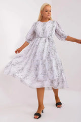 Lakerta round neckline plus size dress  Adomoo