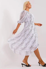 Lakerta round neckline plus size dress  Adomoo