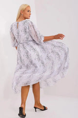 Lakerta round neckline plus size dress  Adomoo