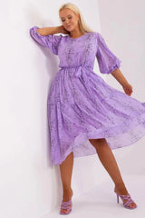 Lakerta round neckline plus size dress  Adomoo