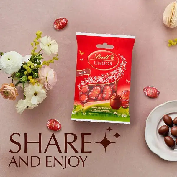Lindt Lindor Milk Chocolate Easter Mini Eggs Bag 80g (Case of 16)  Adomoo
