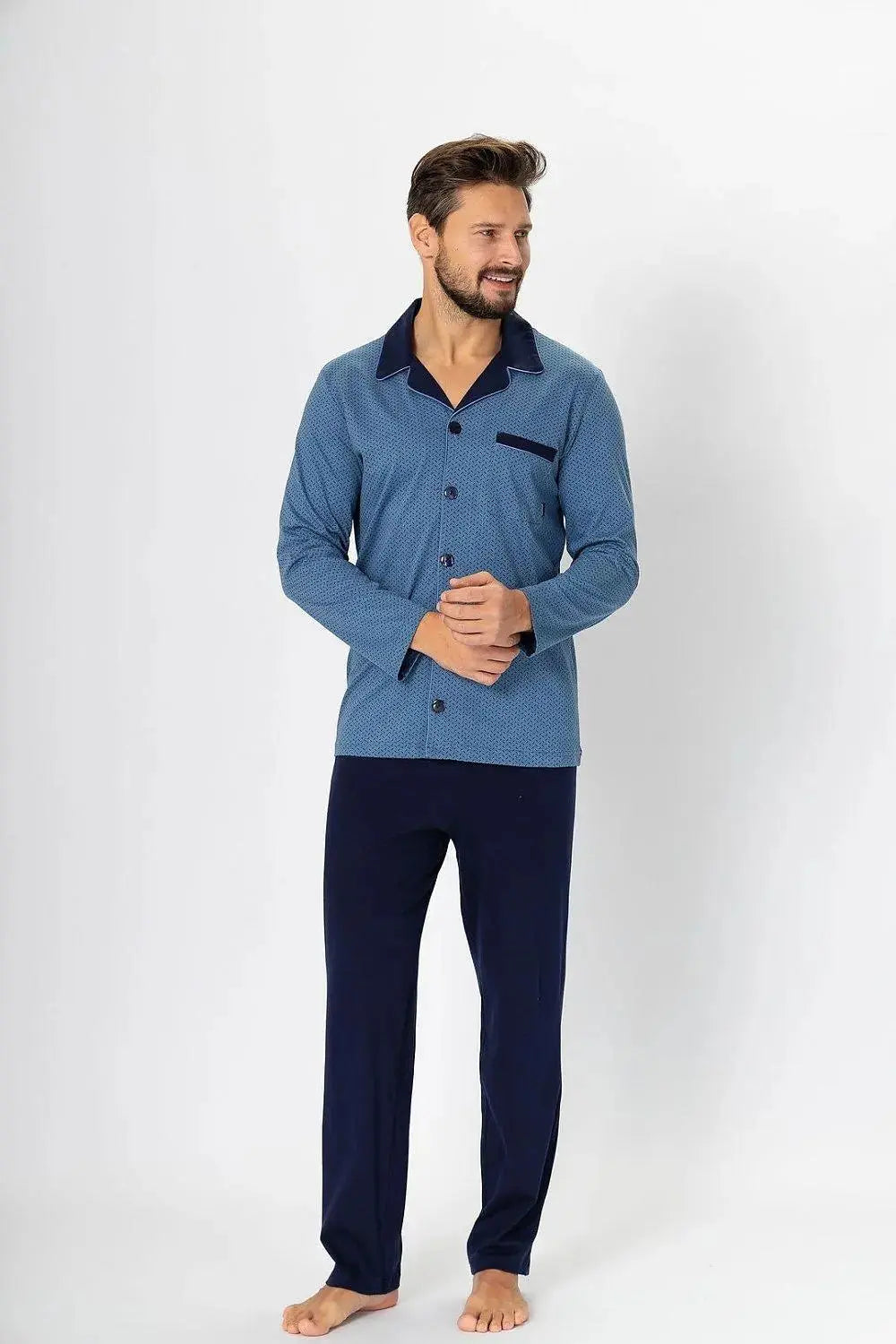 M-Max fine pattern unbuttoned men's pajamas  Adomoo