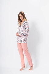 M-Max unbuttoned long pants and t-shirt womens pajamas  Adomoo
