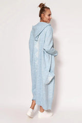 MKM Soft sweater coatwith long sleeves, hood, and pockets  Adomoo
