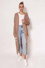 MKM Soft sweater coatwith long sleeves, hood, and pockets  Adomoo