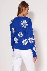 MKM simple cut flowers printed sweater  Adomoo