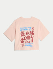 M&S Cotton Rich Sunrise to Sunset T-Shirt (6-16 Yrs)  Adomoo