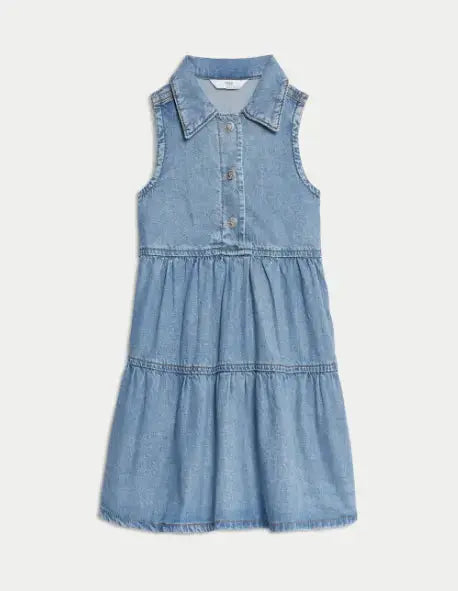 Denim Collared Dress (2-8 Yrs)  Adomoo