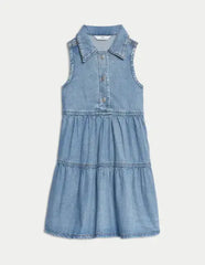 Denim Collared Dress (2-8 Yrs)  Adomoo