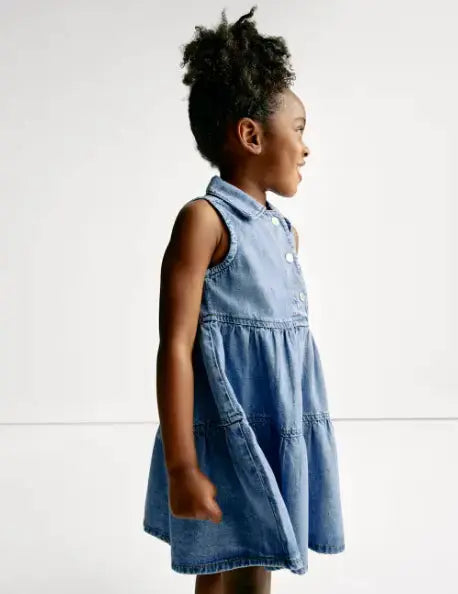 Denim Collared Dress (2-8 Yrs)  Adomoo