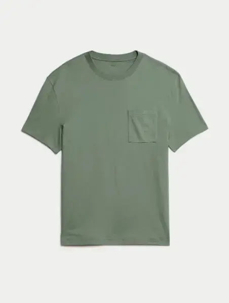 Pure Cotton Midweight Pocket T-shirt  Adomoo