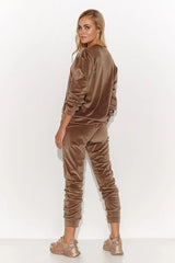 Makadamia elegant and feminine velour knit tracksuit  Adomoo