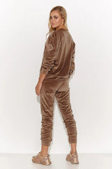 Makadamia elegant and feminine velour knit tracksuit  Adomoo