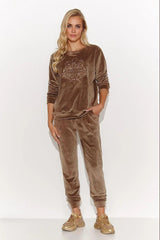 Makadamia velour long-sleeved blouse  Adomoo