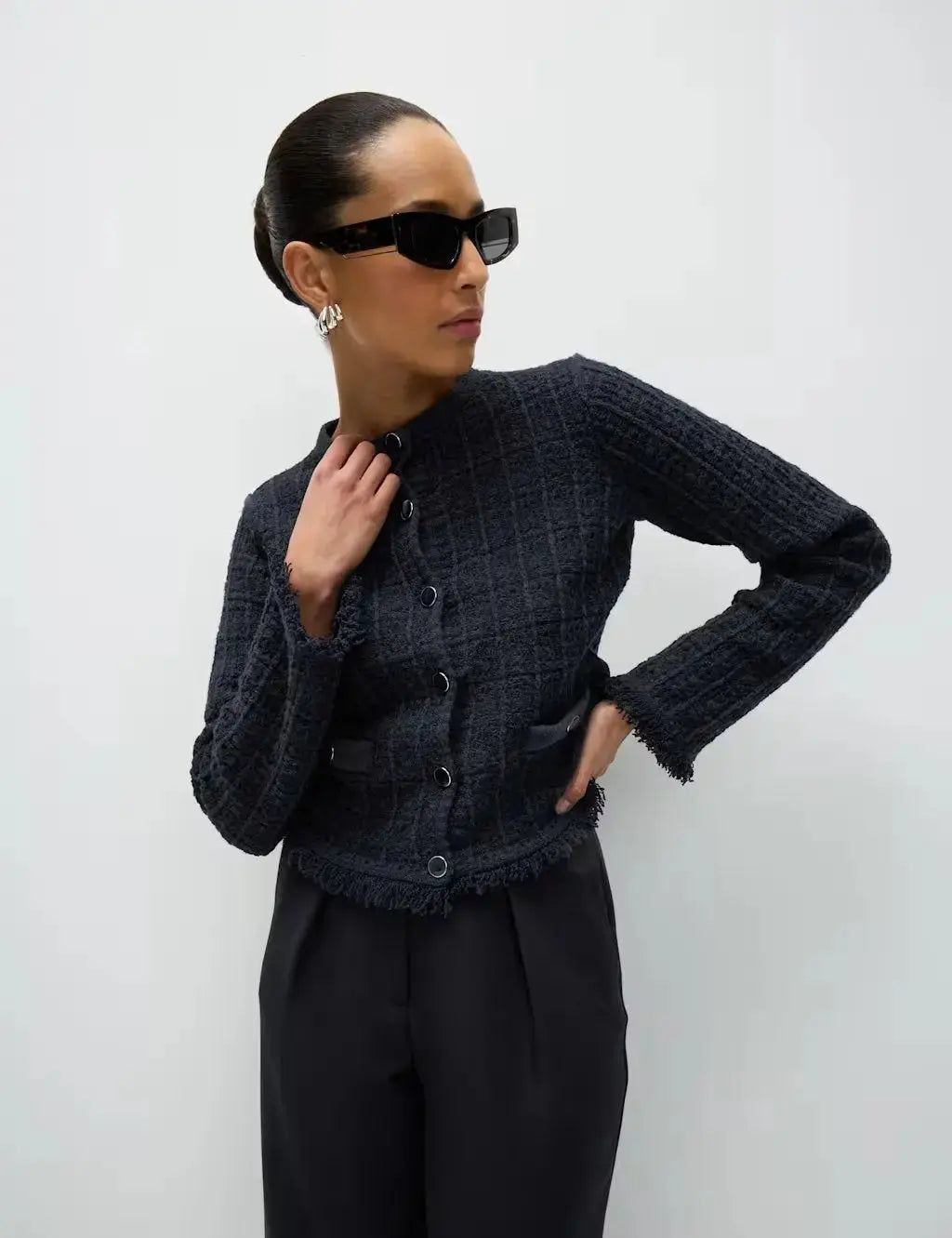 Marks and Spencer Cotton Rich Knitted Crew Neck Fringe Cardigan  Adomoo