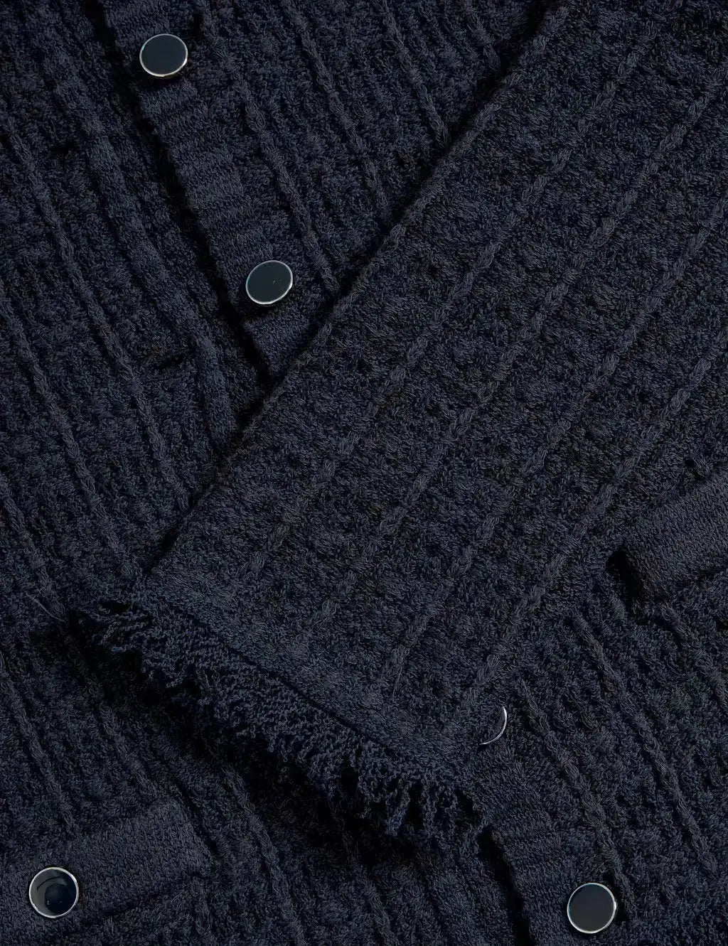 Marks and Spencer Cotton Rich Knitted Crew Neck Fringe Cardigan  Adomoo