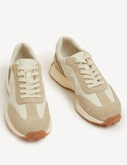 Marks and Spencer Leather Lace Up Side Detail Trainers  Adomoo