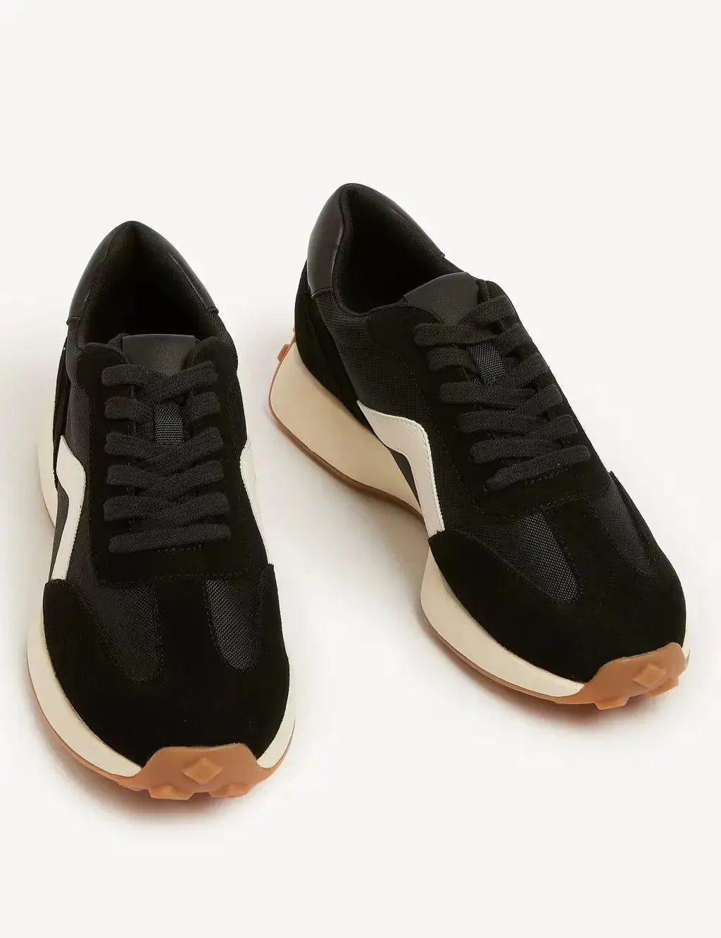 Marks and Spencer Leather Lace Up Side Detail Trainers  Adomoo