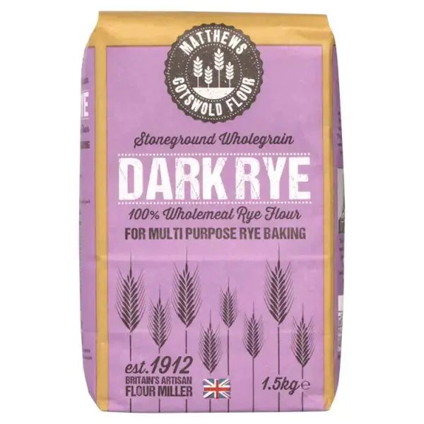 Matthews Cotswold Flour Stoneground Dark Rye 5 x 1.5kg  Adomoo