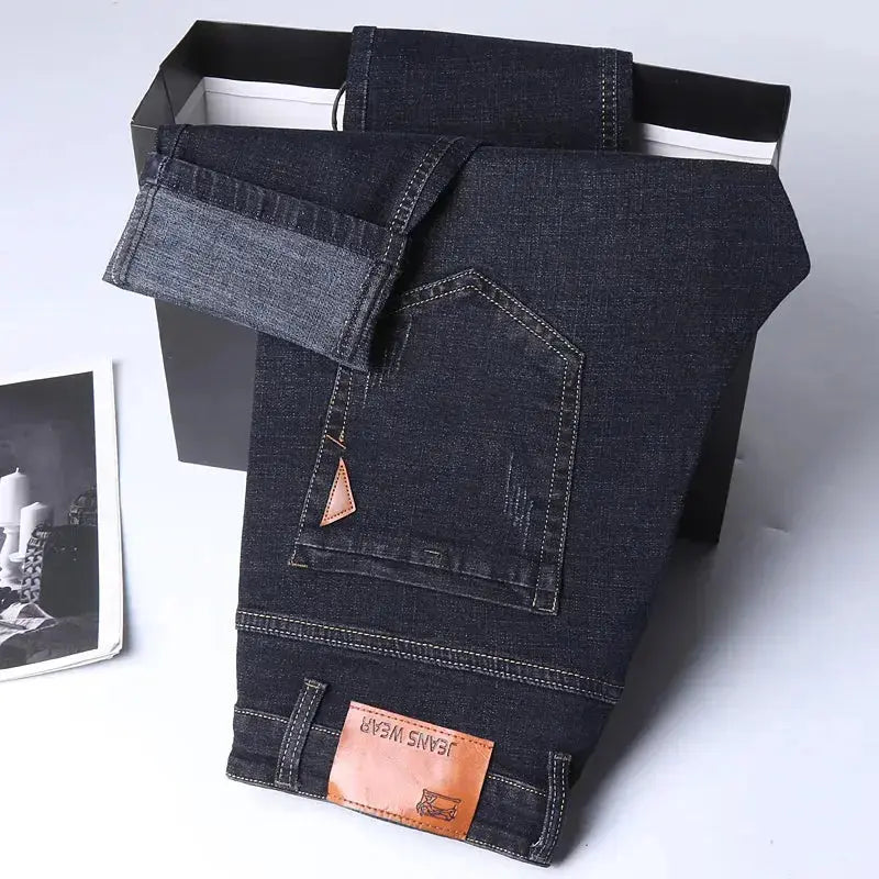 Men's Fashion Straight Jeans – Stretch Slim Fit Business Denim  Adomoo